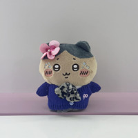 En gros, Poupée en peluche et porte-clés en peluche style 'Spicy Girl' à peau noire, avec jupe en herbe et pendentif ours couronne de fleurs