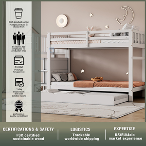 Двухъярусная кровать из натурального массива дерева - Product Image 3