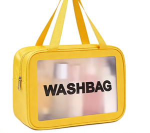 Bolsa de Maquillaje Ecológica, Portátil, Impermeable, con Cierre y Diseño de Letras, Bolsa de Cosméticos Transparente de PVC para Damas - Product Image 1