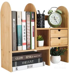 Estantería de escritorio ajustable, organizador de almacenamiento de escritorio, estantería de Bambú - Product Image 3