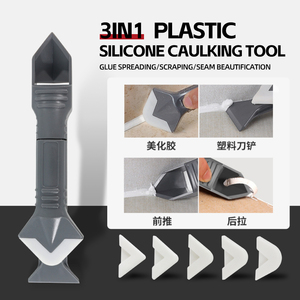Outil multifonction pour enlever le mastic, outil de finition 3-en-1 pour le lissage du scellant et de la coulis avec embouts interchangeables - Product Image 1