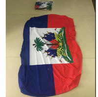 Drapeaux de voiture haïtiens 100 % polyester, 30x45 cm, avec mât de 45 cm, manchon blanc et deux œillets
