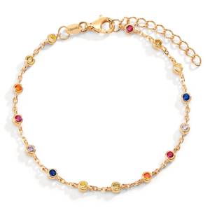 Rainbow CZ Colorful Bracciale <strong>Argento</strong> 925 Sterling Silver Women Jewelry Gold Plated Bezel Charm Bracelet - Product Image 1
