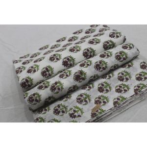 Tela de Algodón Estampada a Mano Estilo Vintage con Diseño Floral Moderno de Jaipur, Material Ligero para Bolsos, Cortinas y Vestidos - Product Image 1