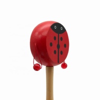 Tambour à hochet pour bébé en bois durable et écologique de style traditionnel chinois avec motif de dessin animé