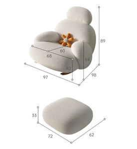 Sillón mecedora individual grande blanco, estilo 'Net Red', color crema, reclinable para adultos, para sala de estar, balcón, dormitorio y ocio, sillón de descanso. - Product Image 6