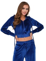 Ensemble de survêtement en velours de luxe pour femmes avec fermeture éclair personnalisée respirante col à capuche en velours lavé noir Style de rue