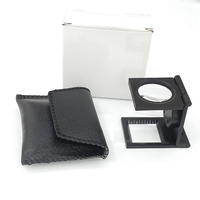 LARREX Folding Mini Handheld Optical LED Light 10X Pocket Metal Glass Lens Magnifier Leather Sheath Textile Jewelry Inspection 1