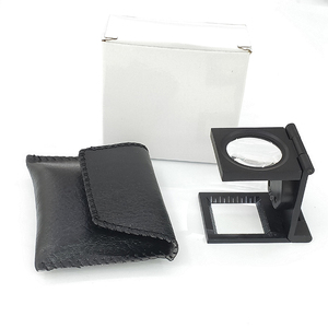 접이식 미니 휴대용 광학 LED 라이트 10배 포켓 메탈 글래스 렌즈 확대경 가죽 케이스 포함 섬유 보석 검사용 - Product Image 6