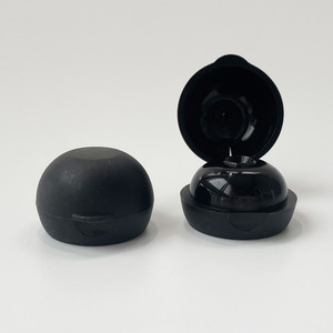 Black PP Plastic 20-410 24/410 <strong>Matte</strong> Smooth Skirt Hinged Flip Top Snap Cap Dispensing Bottle Cap - Product Image 1