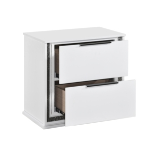 White Finish Nightstand With Two Drawers LED Light 8 Colors Bedroom Furniture Bedside Cabinet - Product Image 4