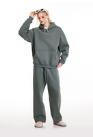 Ensemble de survêtement unisexe en molleton épais 345 GSM pour l'automne 2026 – Coupe ample, sweat à capuche et pantalon de jogging, résistant à la décoloration et au séchage en machine