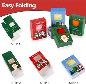 Cajas <span class=keywords><strong>de</strong></span> Jabón Navideñas <span class=keywords><strong>de</strong></span> Papel Kraft en <span class=keywords><strong>4</strong></span> Colores, con Ventana, para Jabón Artesanal, Envases Desechables para Llevar Postres - Product Image 3