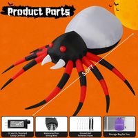 Araignée gonflable LED pour Halloween, 5 pieds, imperméable, en polyester durable, décoration extérieure, lumières LED, prix d'usine, portable