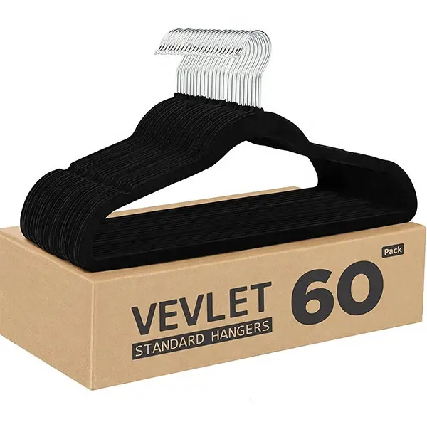 Premium 50 Pack rutsch fester Flock ing Black Velvet Hanger für den Großhandel