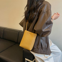 Sac bandoulière mini en cuir tissé avec logo personnalisé pour femme, sac à main portable pour téléphone portable, multicolore, décontracté, pour usage quotidien