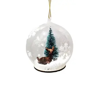 Boule de verre transparent et personnalisée, 1 pièce, arbre artificiel et animal pour fête de noël et décorations de maison