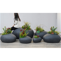 Pots ronds en béton de ciment de fibre, pot de plante en fibre de verre nordique de grande sphère, pot de fleur européen, jardinière extérieure
