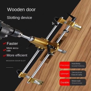 Ouvre-trou de serrure de porte <span class=keywords><strong>en</strong></span> acier TEBAK, durable, kit de menuiserie DIY OEM, outil de serrure interne à installation rapide, gabarit de mortaiseuse et rainureuse - Product Image 6