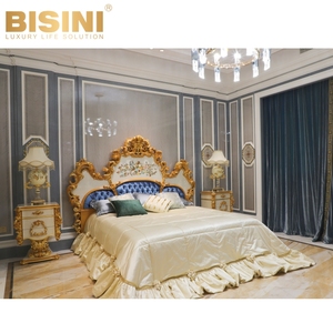 Splendide maison royale de style baroque français fabriqué à la main fleur bois sculpté coquille parquet lit double ensemble de lit chambre de mariage - Product Image 5