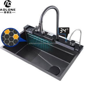 อ่างล้างจานน้ำตกสเตนเลสสตีลงานทำมือดีไซน์ใหม่พร้อมคุณสมบัติอเนกประสงค์ - Product Image 1