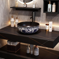 Ensemble de meuble-lavabo de salle de bain en céramique et pierre de quartz, style hôtel de luxe léger, avec vasque sans joint et toilettes intégrées