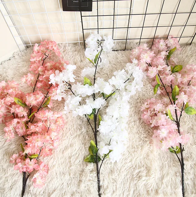 2024 Upgraded Edition Cherry Blossom Flowers Artificial White Short Branches Wedding