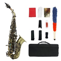 Bb Curved Soprano Saxophone Green Antique Finish Professional Brass Adjustable Musical Instrument Model HYM-233 for Performance