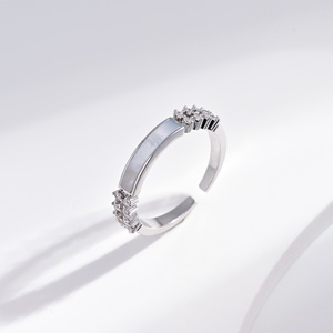 OEM plata 925 sterling Silver Flower Shape clover <b>ring</b> Bezel Setting <b>open</b> natural stone ladies dainty pearl retro unique <b>rings</b> - Product Image 4