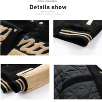 Veste de survêtement personnalisée de haute qualité Veste universitaire de baseball brodée en cuir Doublure matelassée Bomber en mélange de laine Veste Letterman