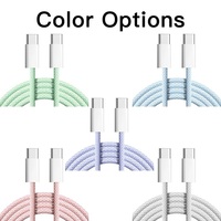 Câble de charge rapide Type-C vers C 60W avec conducteur en cuivre pur, tressé en nylon, pour iPhone et ordinateur, transfert de données 2.1A