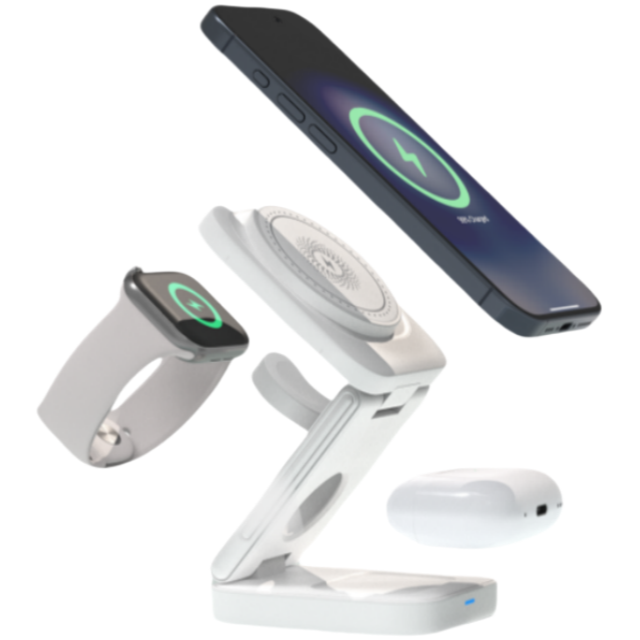 Portable Foldable 3 in 1 Wireless Charging Station USB C Magnetic Charger for Phone Watch Earbuds