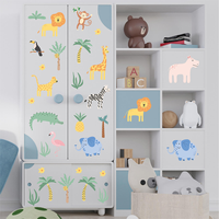 Autocollants muraux d'animaux de la jungle, autocollants muraux d'animaux de dessin animé pour chambre d'enfants, autocollants muraux décoratifs autocollants imperméables pour la maison