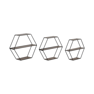 Mensole Esagonali da Parete, Organizzatore Geometrico in Legno e Metallo per Arredamento Casa e Ufficio - Product Image 2