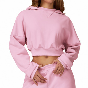 Sweat-shirt à capuche pour femme Disko Sport, coupe courte, tricoté, ample, décontracté, pour le sport en plein air, automne-hiver 4507 - Product Image 2