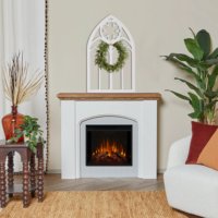 Vente en gros de cadre en arc de cathédrale gothique blanc fait à la main ornements décoratifs en bois rustique pour fenêtre cintrée décoration murale