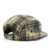 Gorra de Camping de Ala Plana y Parte Superior Suave, Logotipo Bordado Personalizado, Gorra de Béisbol Retro de 5 Paneles con Diseño a Cuadros