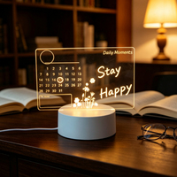Lampe 3D en acrylique personnalisée de haute qualité, veilleuse de chambre avec tableau d'écriture calendrier, tableau d'art vierge DIY pour chambre d'enfant, cadeau