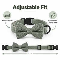 Collier pour chien en tissu chevron avec nœud papillon, boucle à dégagement rapide réglable, anneau en D métallique, étiquette personnalisée, vente en gros OEM