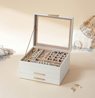 Luxe grand ensemble de bijoux en cuir Pu organisateur cadeau perle mallette de rangement anneau boucle d'oreille collier Bracelet boîte à bijoux emballage