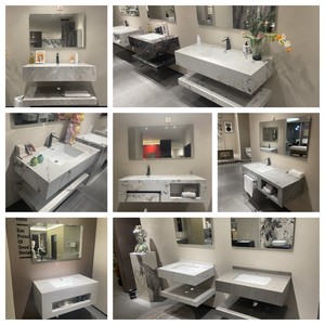 Lavabo a mano in marmo sospeso in pietra artificiale sanitari nero a due strati in ardesia rock cabinet lavabo <span class=keywords><strong>bagno</strong></span> vanity sink - Product Image 4