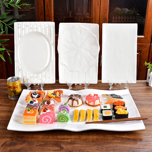 A5 <b>melamine</b> white imitation porcelain plastic <b>plate</b>, large rectangular, suitable for Japanese sushi, barbecue, hot pot, and - Product Image 1