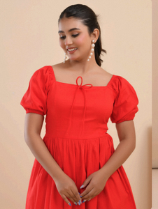 Vestido de Mujer 100% Algodón con Estampado Floral, Corte en A, Ligero, Transpirable, Ecológico, Informal, para Verano, Uso Diario - Product Image 3