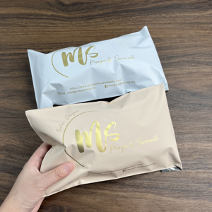 10x13 inch Wholesale Matte Peach Poly Mailers Custom Gold Print Logo Shipping Envelopes For Clothing Boutique Packaging - Product Image 3