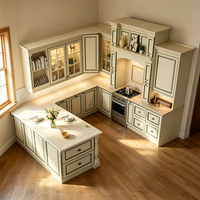 Set Kabinet Pulau Dapur Desain Modular Meja Kerja Kuarsa Inti Particleboard Perakitan Mudah Garansi Panjang
