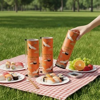 Emballage personnalisé pour rouleaux de sushis Sashimi Push Pop, tube en papier jetable avec couvercles en plastique, vente en gros directe usine