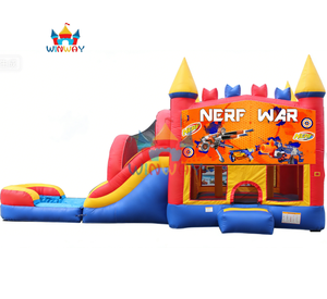 Château gonflable sur le thème de la guerre NERF avec toboggan, qualité commerciale, pour les fêtes d'enfants - Product Image 5