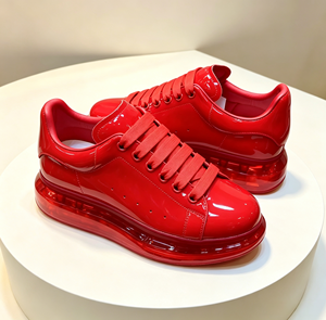 Zapatillas de plataforma con cordones de charol rojo brillante, zapatos transparentes gruesos con aumento de altura, zapatos informales para caminar para mujer, venta al por mayor - Product Image 1