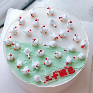 3D Mini Goose Cake Toppers Thirty Geese Standing Birthday Decoration Handmade Round Cake Decor - Product Image 1