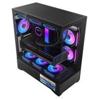 Boîtier PC Gaming ATX Micro-ATX ITX Mid-Tower en Verre Trempé OEM pour Ordinateur de Bureau, Châssis PC Noir 220A09